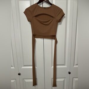 Windsor Lightweight Open Front Waist Tie Cropped T Shirt S